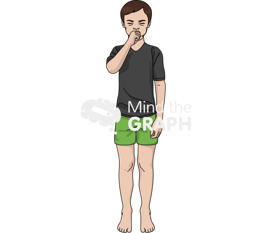 Caucasian child boy coughing front Icons, Symbols, Pictures, and Images